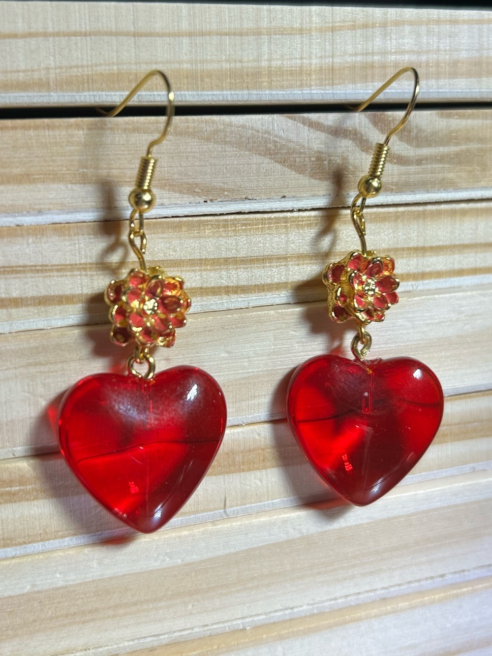 3/$25 Red Heart Drop Earrings - Picture 6 of 6